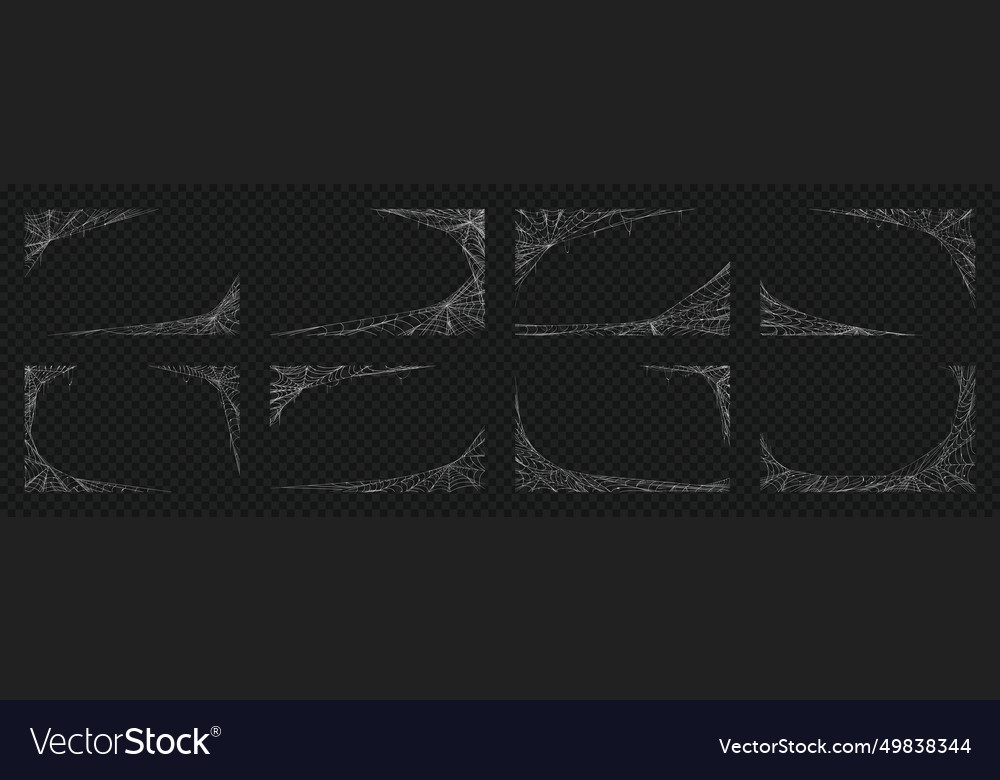 Realistic halloween spider web or cobweb frames