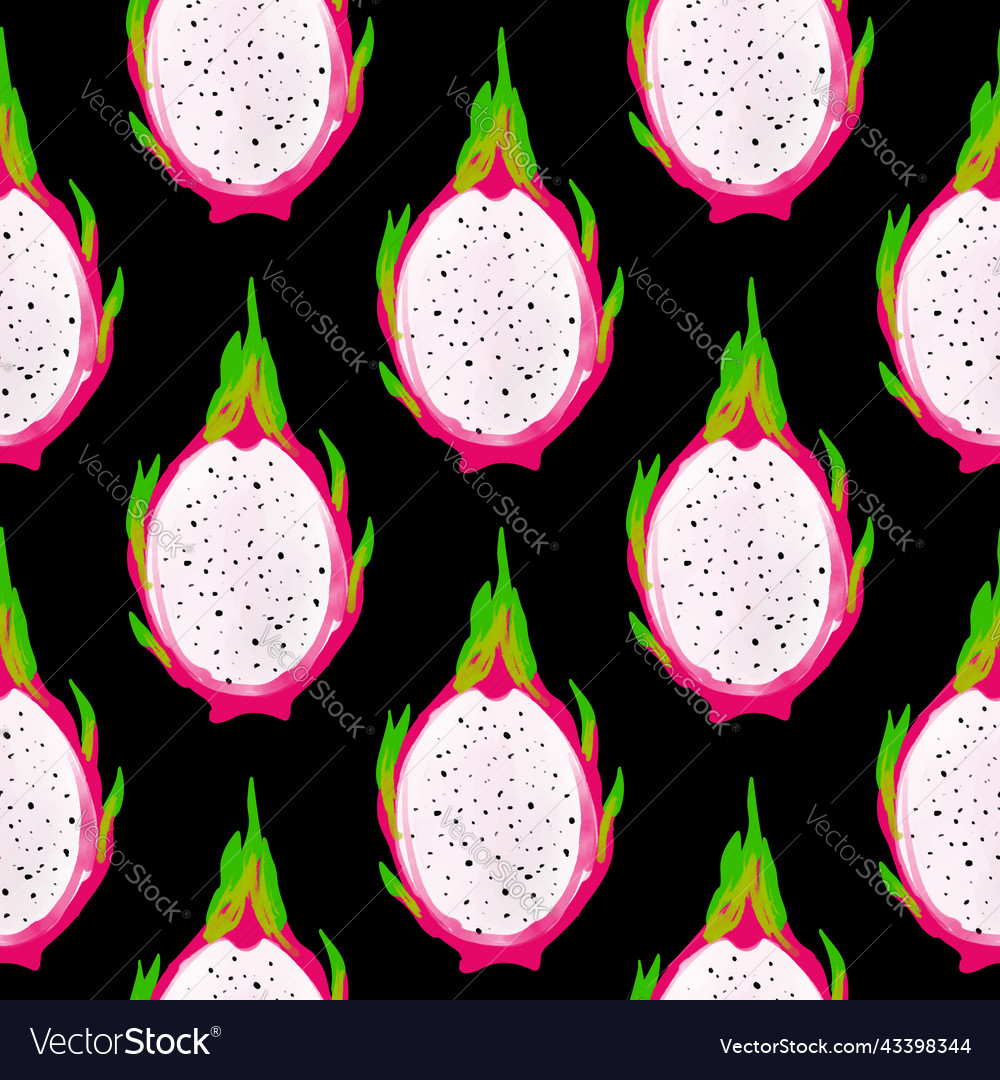 Seamless pattern with i of a pitahaya vector image Seamless pattern with i of a pitahaya
