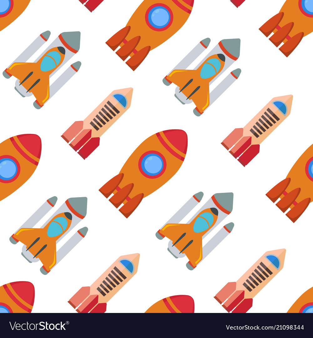 Seamless pattern with space rocket Vector Image Seamless pattern with space rocket