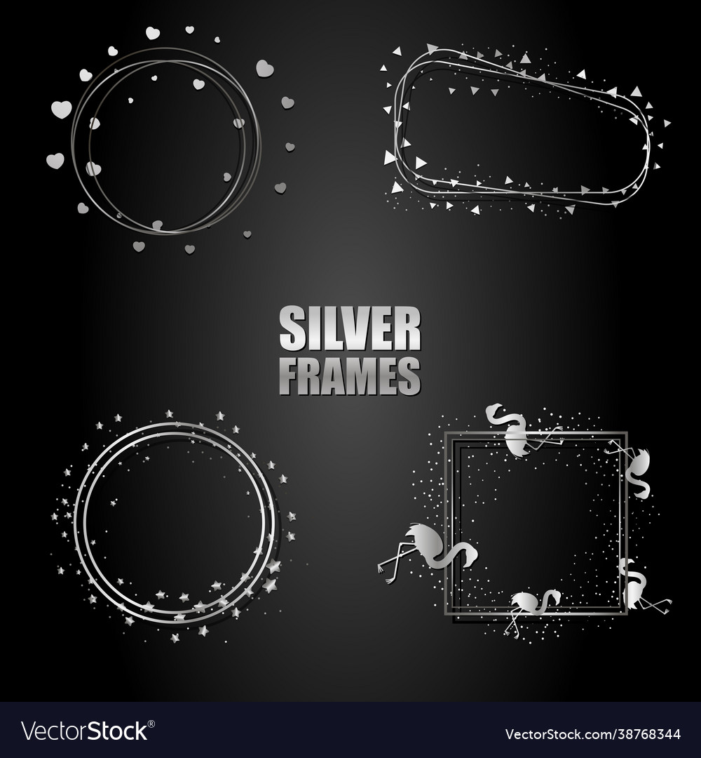 Set silver metallic frames isolated objects Vector Image Set silver metallic frames isolated objects