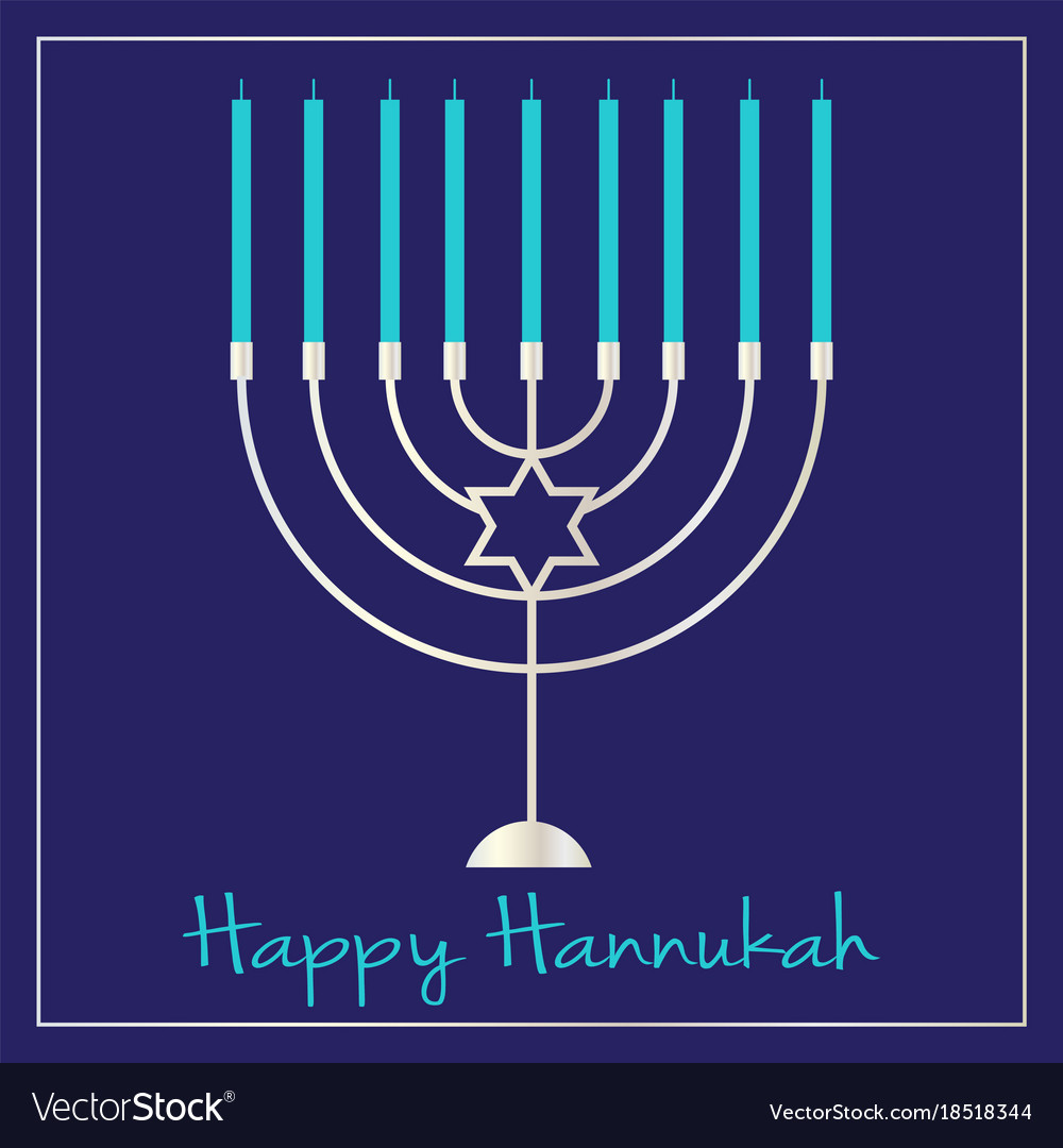 Silver hanukkah graphic on blue