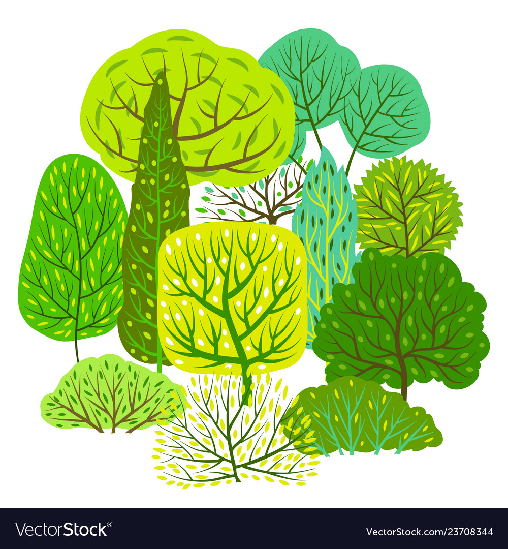 Spring or summer background with stylized trees vector image Spring or summer background with stylized trees