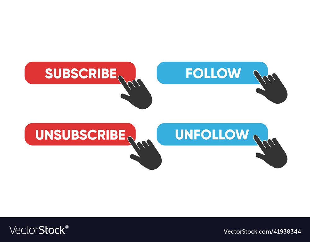 Subscribe and follow button template design Vector Image