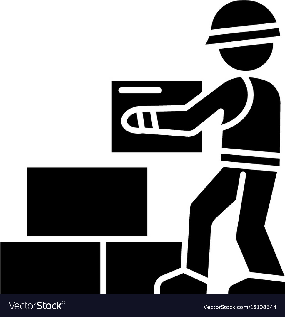 Download Worker builder taking bricks icon Royalty Free Vector Image