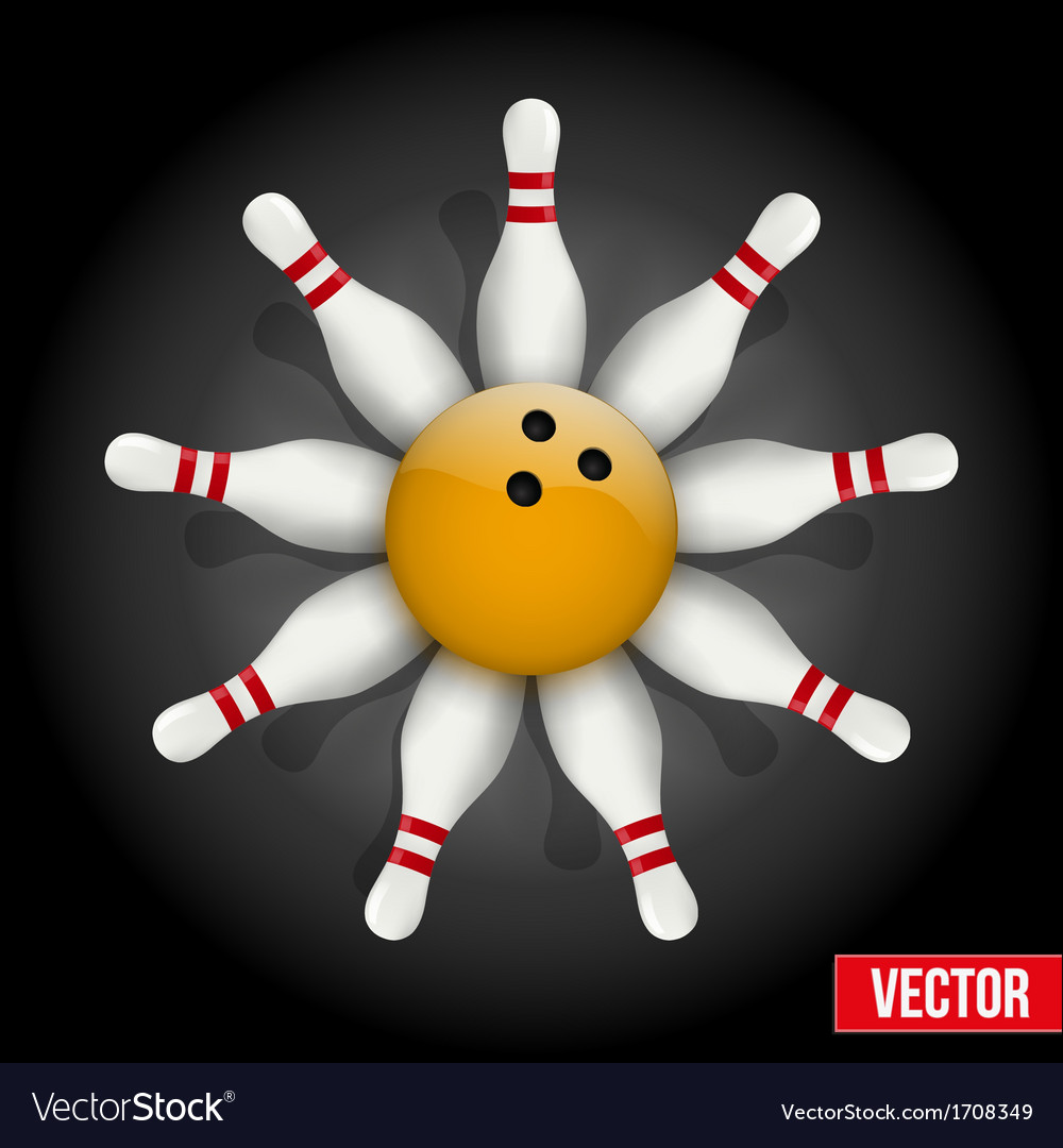 Bowling pins and ball with a flower