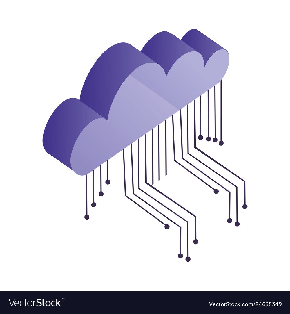 Cloud computing with electronic circuit isometric