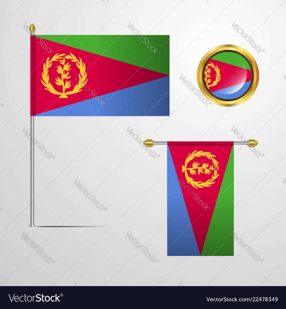 Eritrea waving flag design mit badge