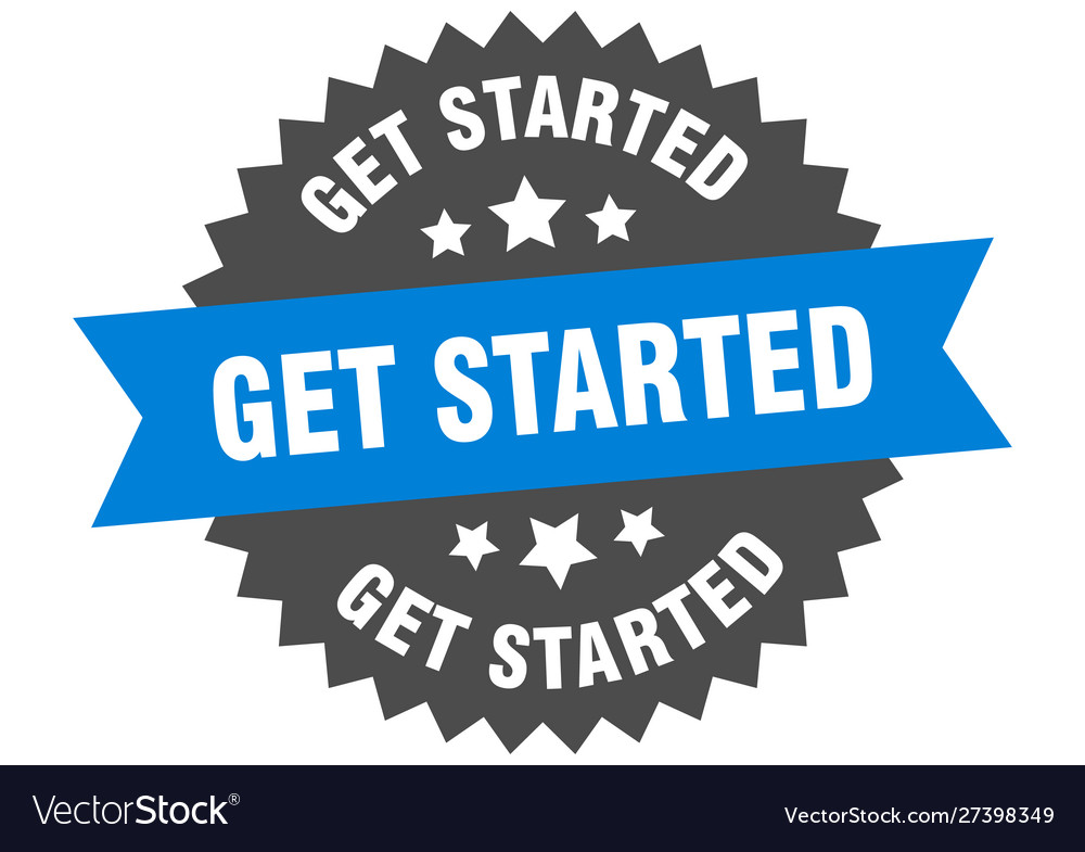 Get started sign blue-black circular Royalty Free Vector