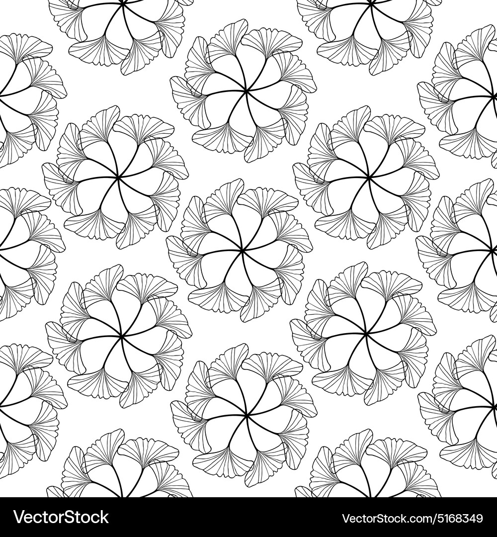 Gingko leaf circle seamless pattern white Vector Image