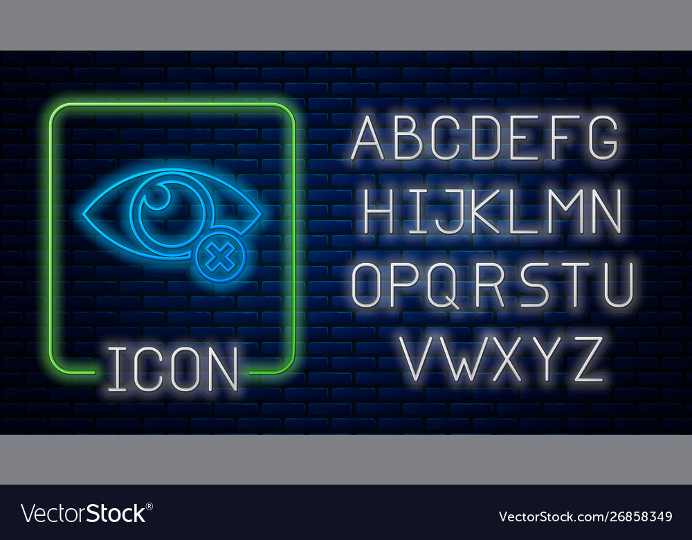 Glowing neon invisible or hide icon isolated