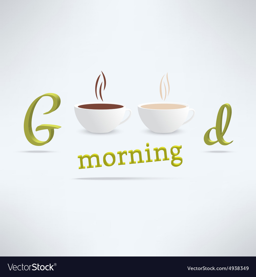 Good morning coffee background with cups Vector Image