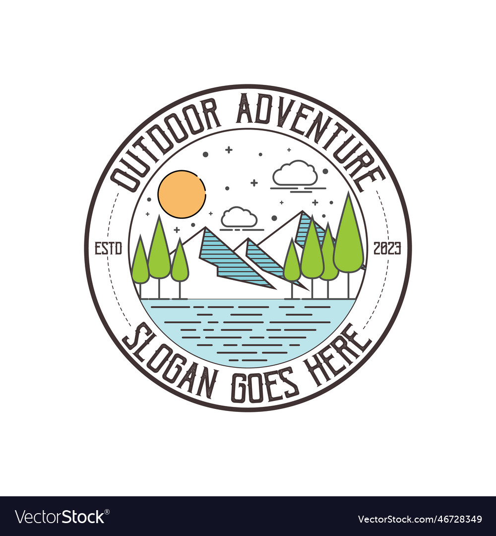 Line art adventure logo template