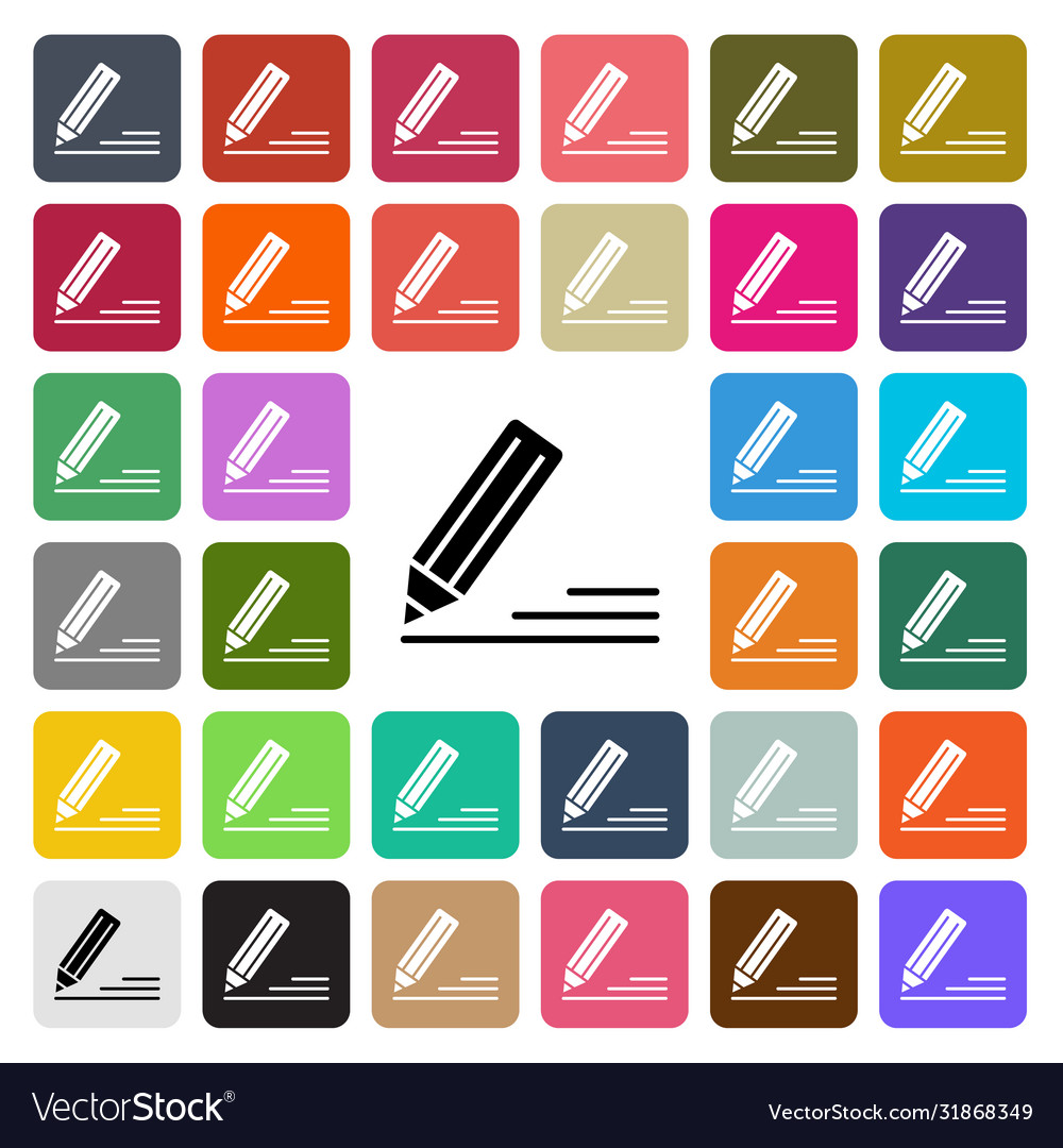 Modern edit flat design icon set in button Vector Image Modern edit flat design icon set in button
