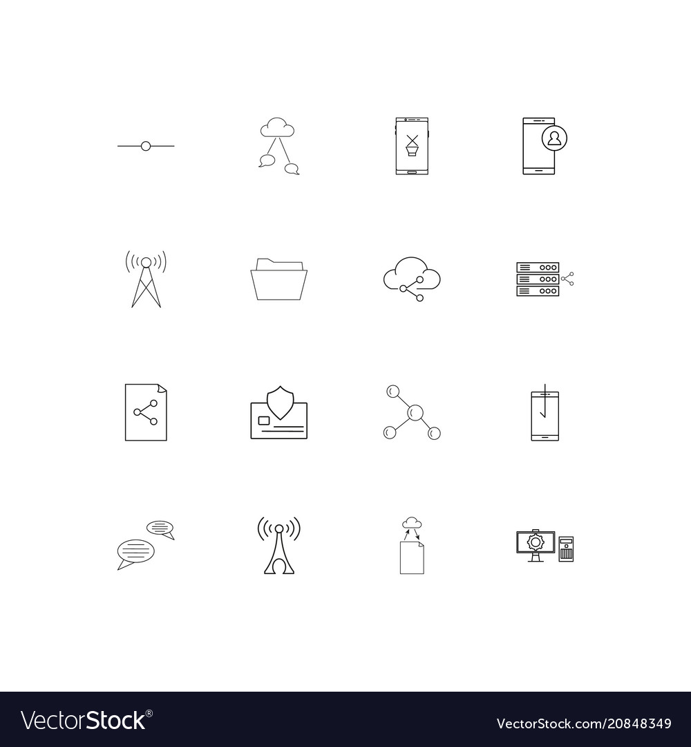 Network and database linear thin icons set