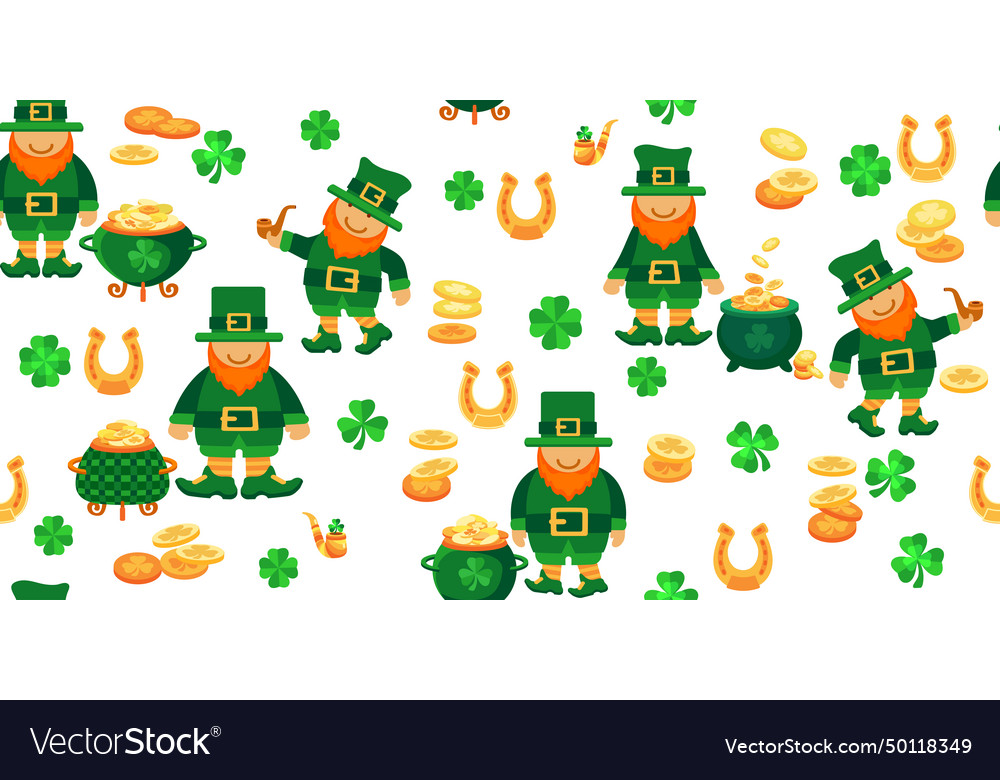 Saint patricks day seamless pattern leprechaun