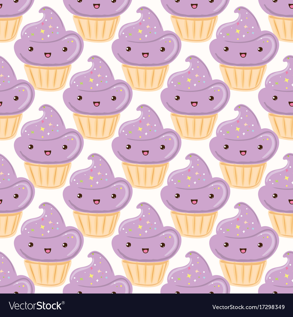 Seamless pattern with cupcakes isolated on white