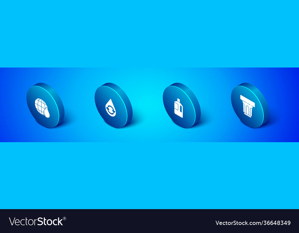 Set isometric earth planet in water drop big vector image Set isometric earth planet in water drop big