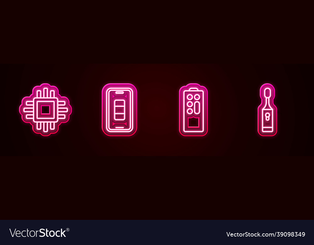 Set line processor with cpu smartphone battery vector image Set line processor with cpu smartphone battery