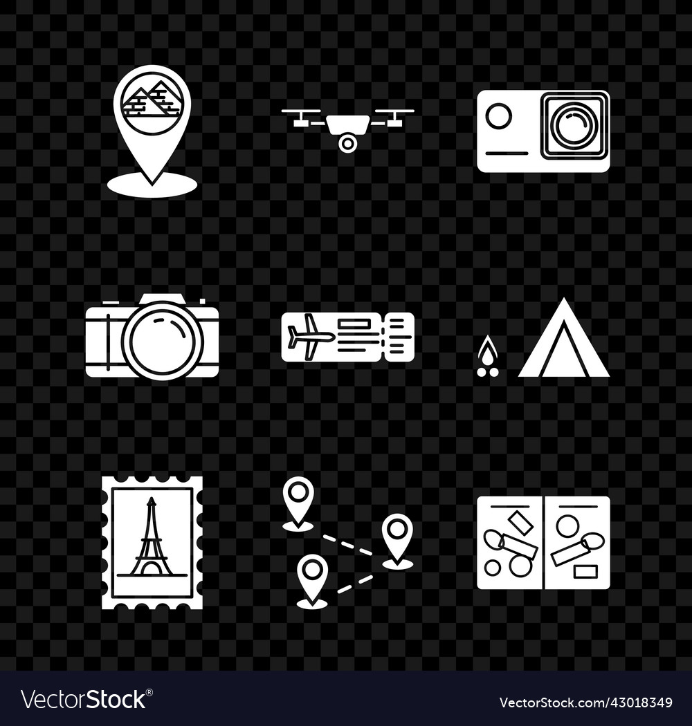 Set map pointer with egypt pyramids drone flying vector image Set map pointer with egypt pyramids drone flying