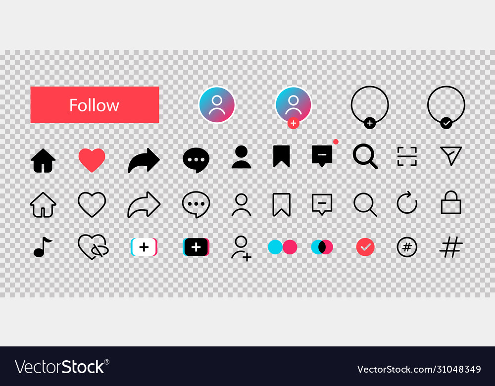 Social media signs isolated signs media ui signs Vector Image