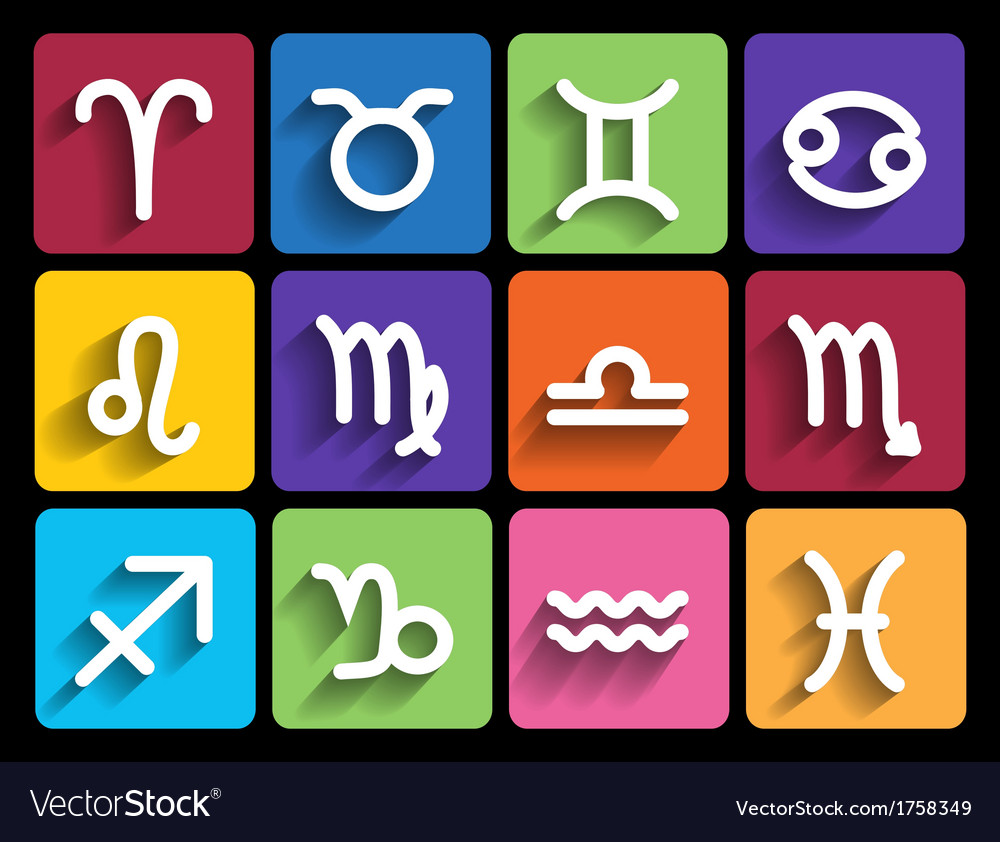 Zodiac signs in flat style Royalty Free Vector Image