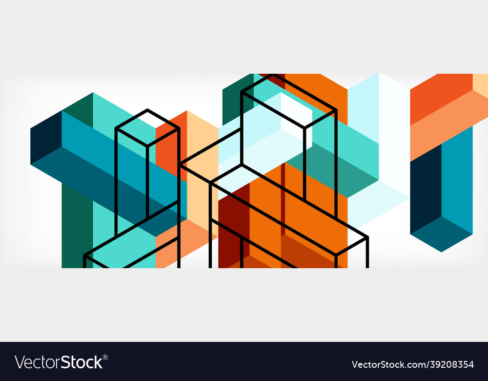 Abstract background 3d cubes cubic elements vector image Abstract background 3d cubes cubic elements