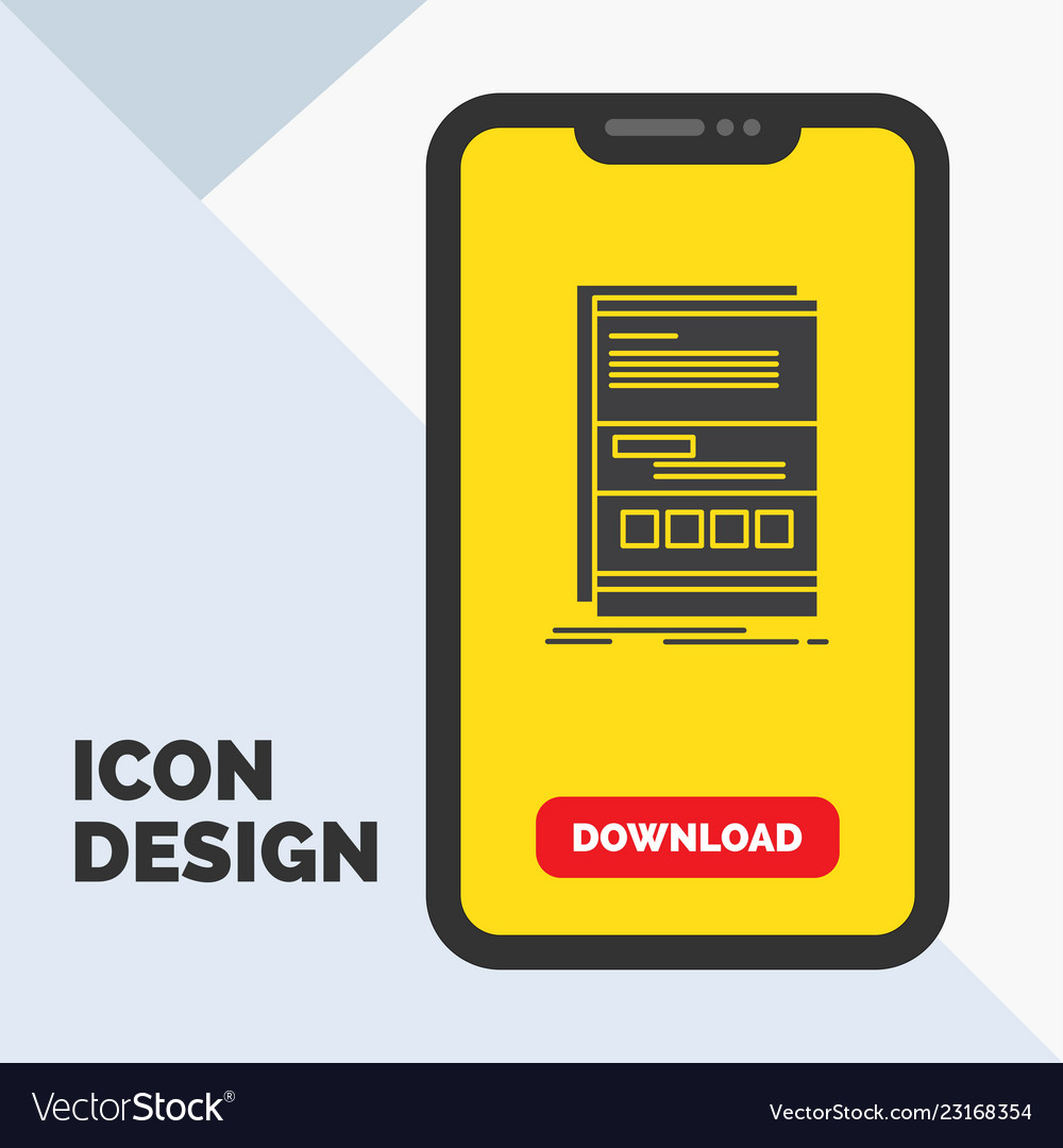 Browser dynamic internet page responsive glyph vector image Browser dynamic internet page responsive glyph