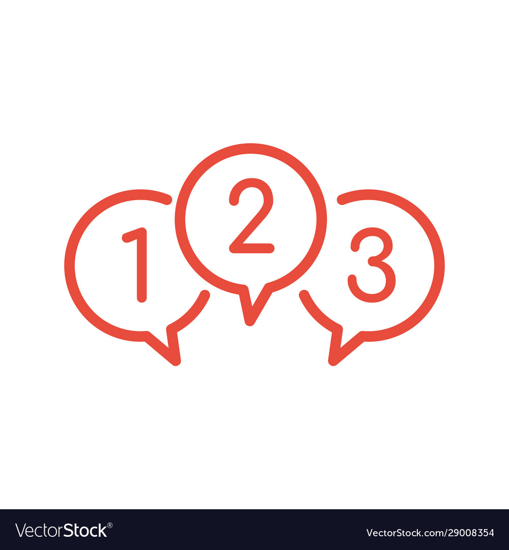Chat bubbles with numbers 1 2 and 3 balloons text