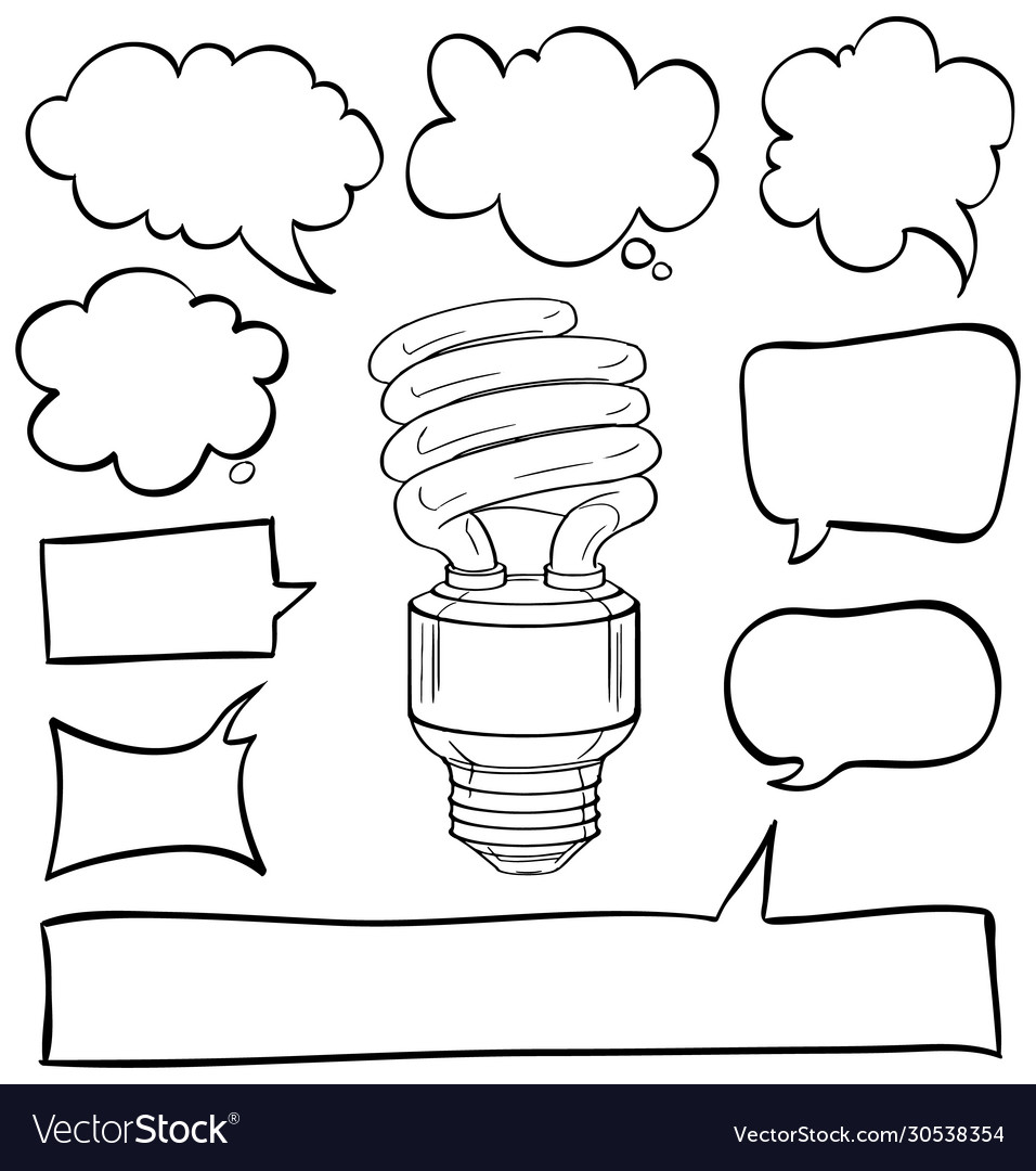 Different shapes speech bubbles and lightbulb