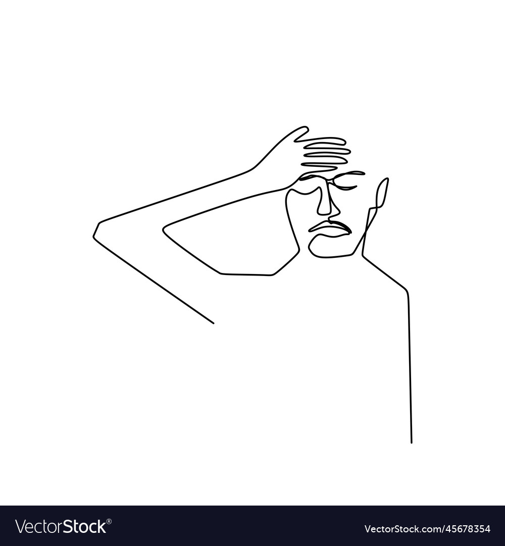 Drawing a continuous line of facial expressions vector image Drawing a continuous line of facial expressions