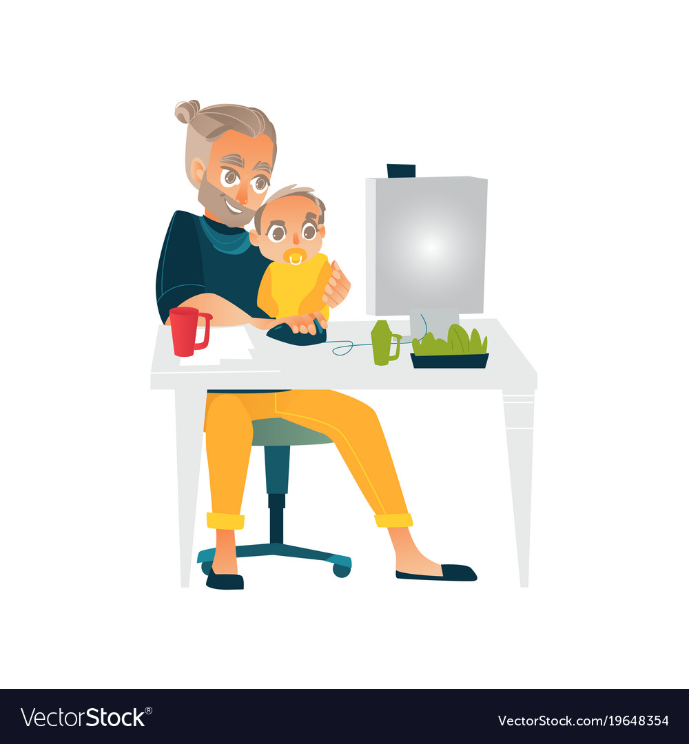 Flat people working from home remote work