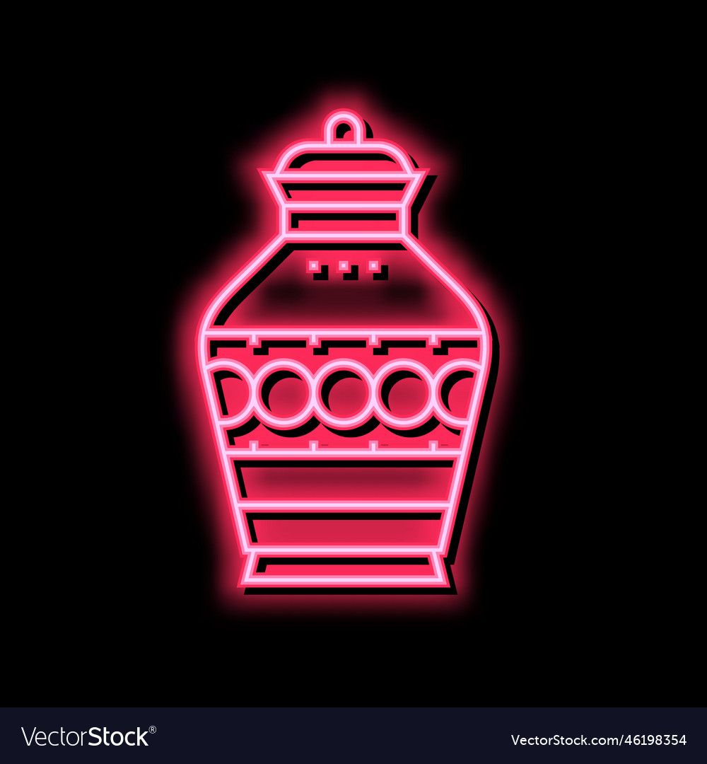 Funeral urn neon glow icon