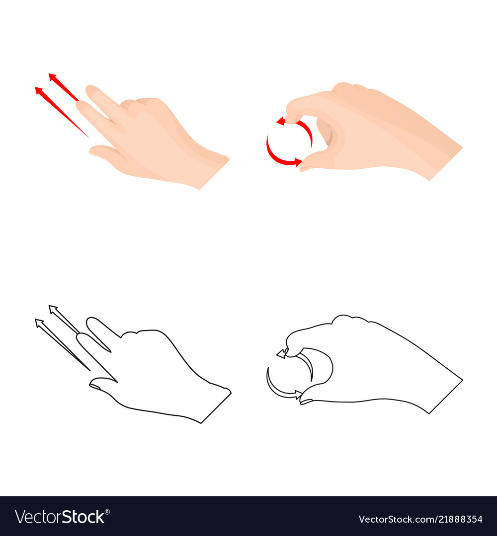 Isolated object of touchscreen and hand logo set