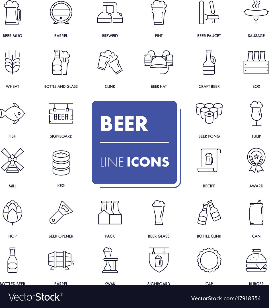 Line icons set beer