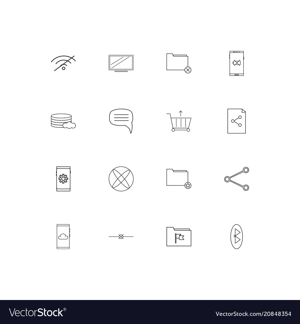 Network and database linear thin icons set