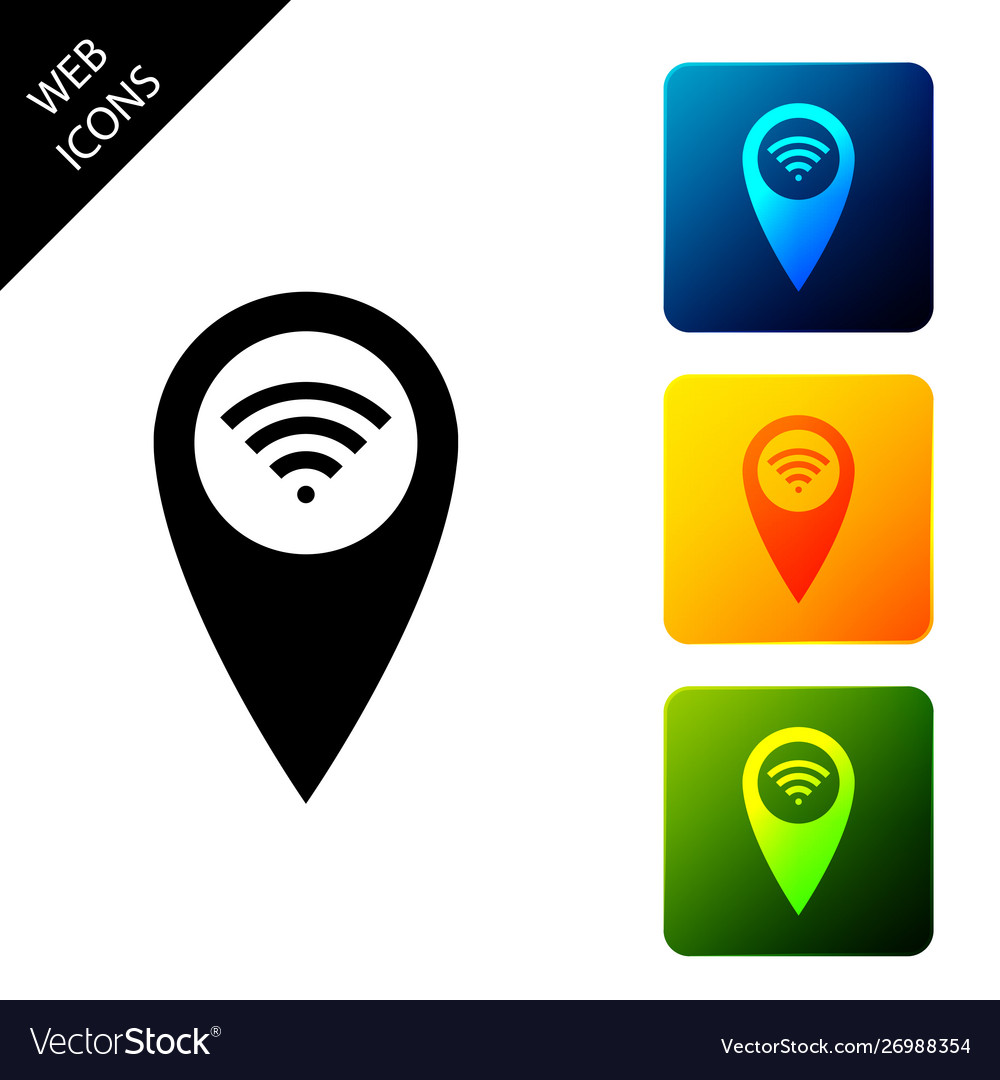 Pointer map with wifi internet signal connection vector image Pointer map with wifi internet signal connection