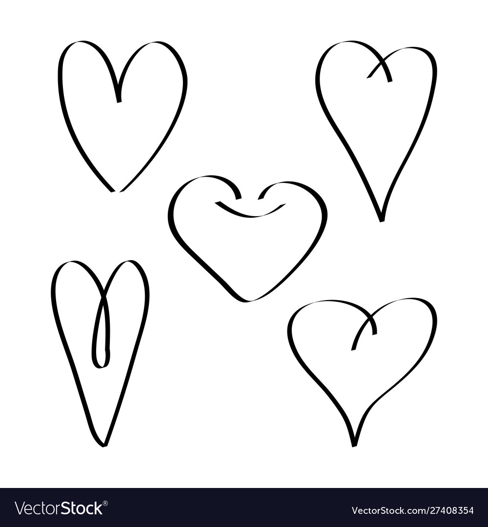 Doodle lineares schwarzes Herz Vector Image Doodle lineares schwarzes Herz