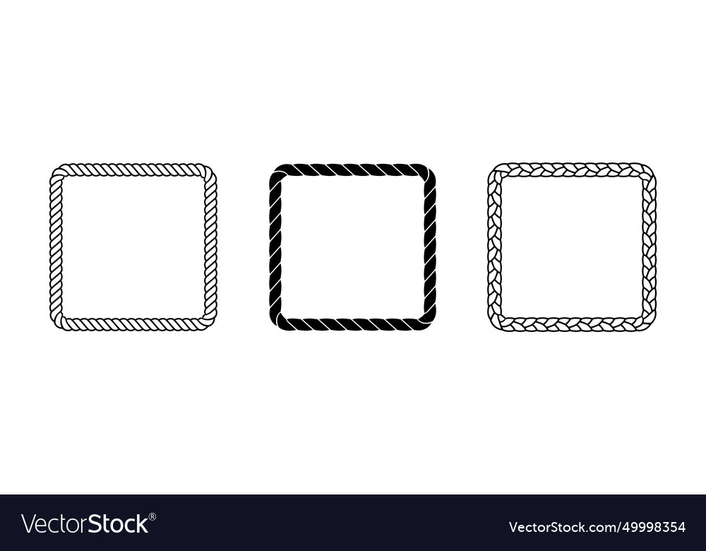 Set of rope frames squared cord border collection vector image Set of rope frames squared cord border collection