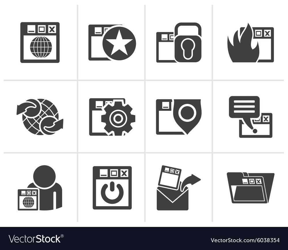 Silhouette internet website and security icons