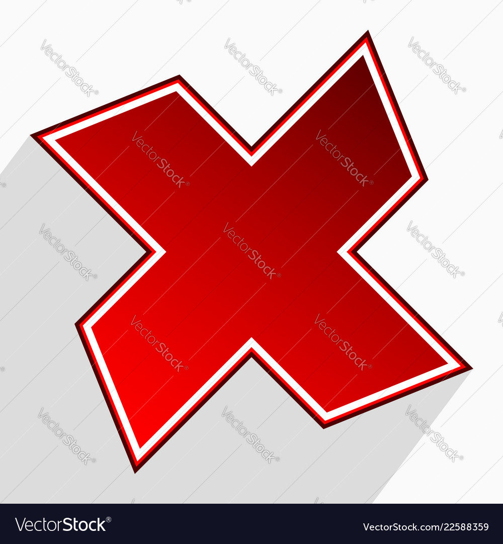 Abstract cross x icon failure error rejection