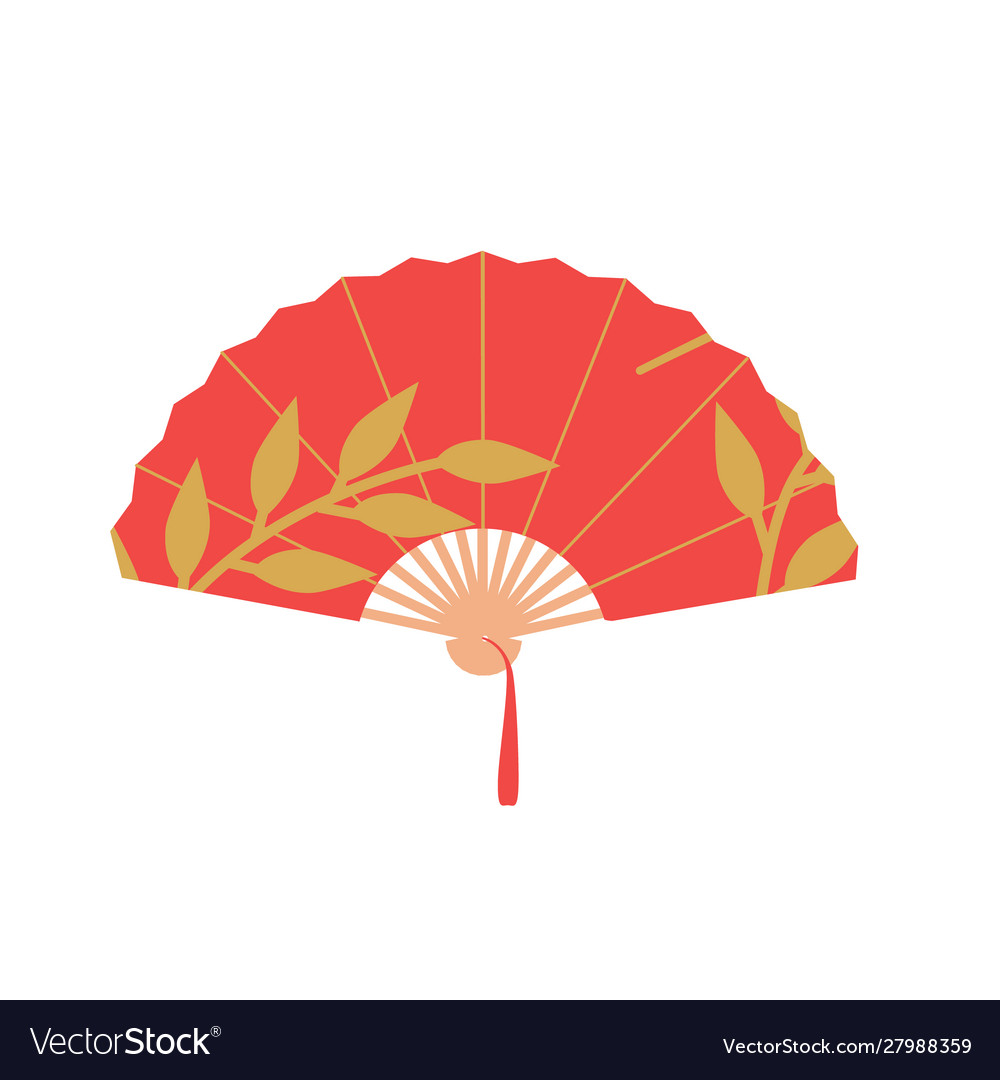 Asian fan red hand traditional isolated Royalty Free Vector