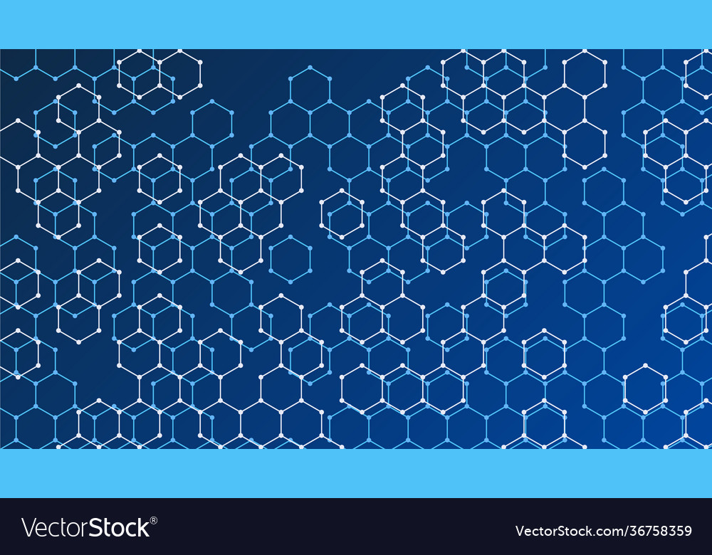 Blue gradient background with two hexagons types