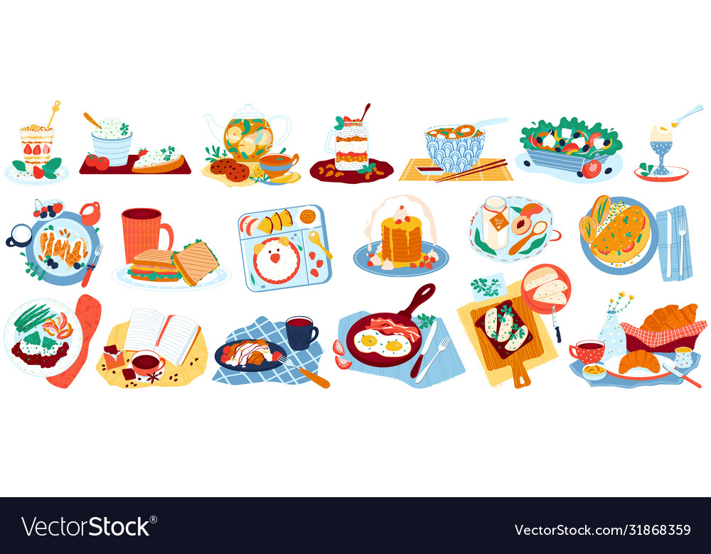 Breakfast food set cartoon