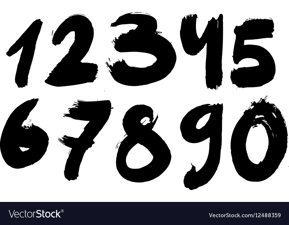 Handpainted ink with numbers Royalty Free Vector Image