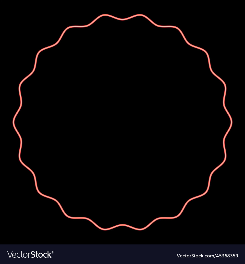 Neon round element with wavy edges circle label