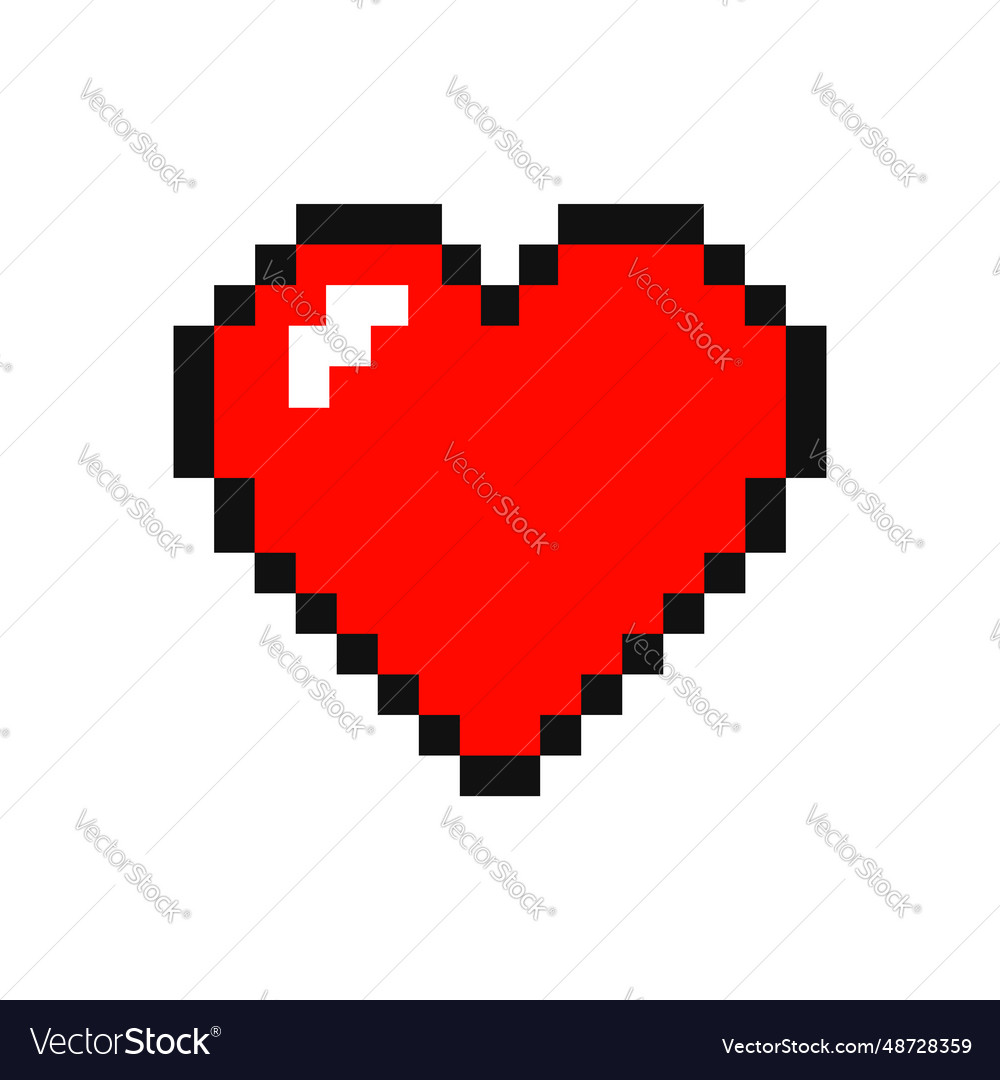 Red pixel heart icon isolated Royalty Free Vector Image