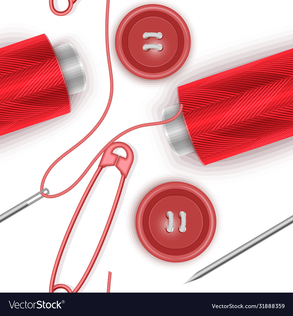 Seamless pattern with red thread buttons