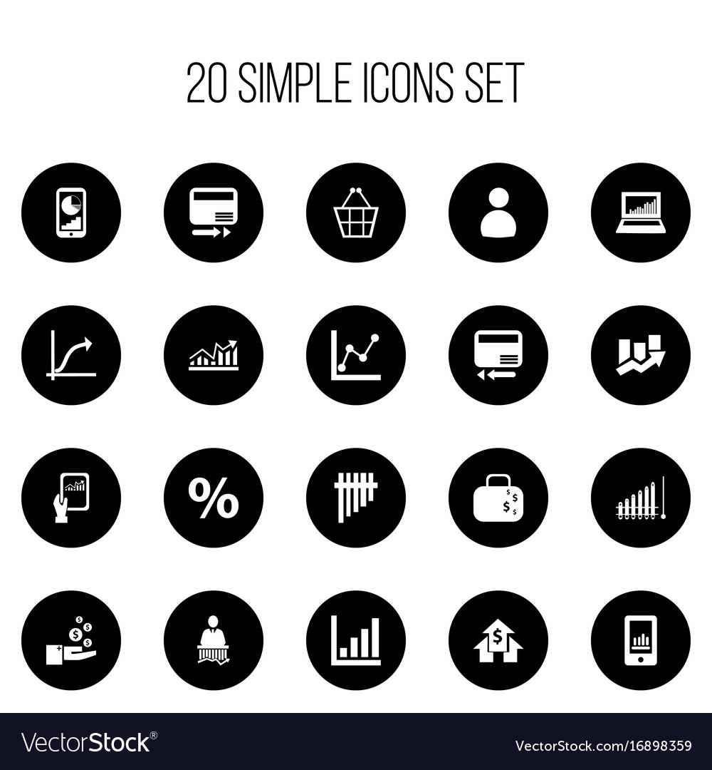 Set of 20 editable statistic icons includes