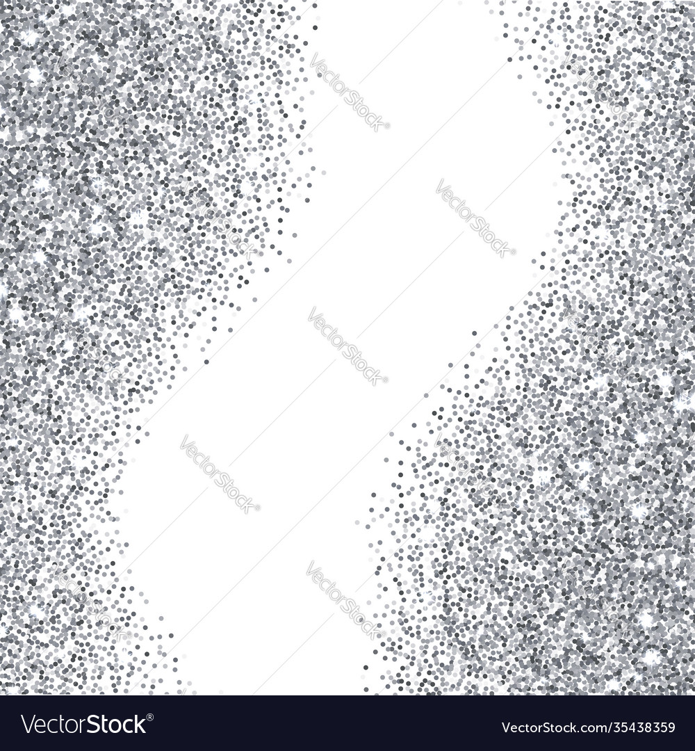 Silver glitter textured borders Royalty Free Vector Image