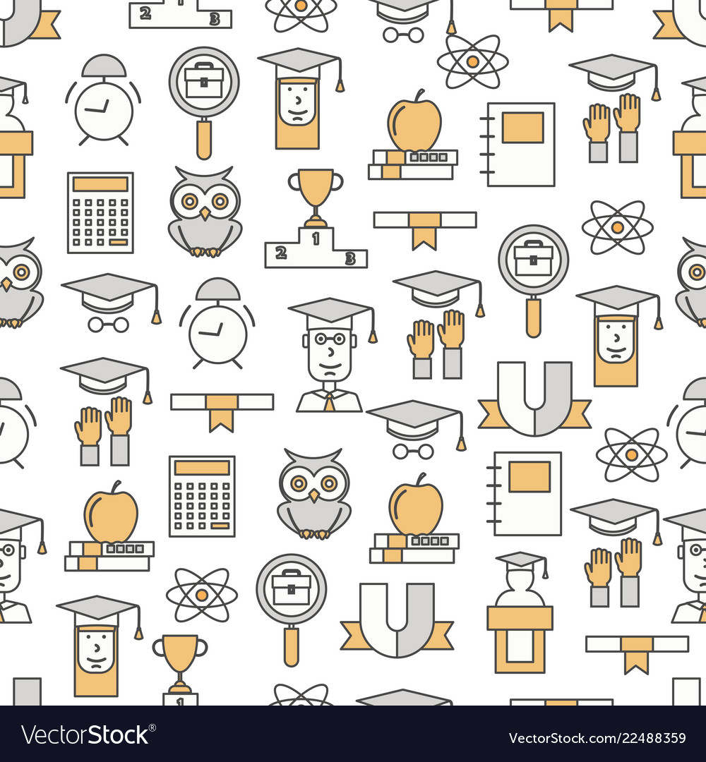 Thin line art university seamless pattern vector image Thin line art university seamless pattern